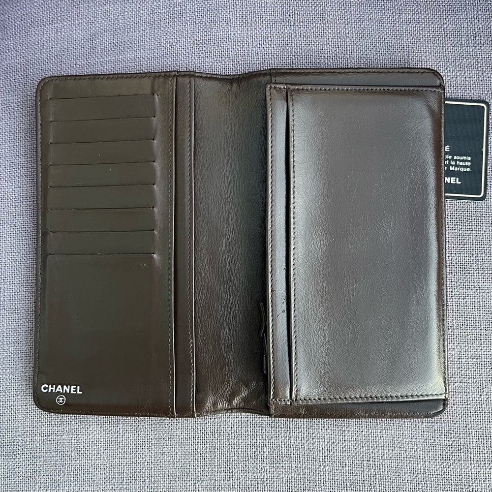 CHANEL Micro Chocolate Bar CC Logo Leather Long Bifold Wallet - Picture 7 of 12